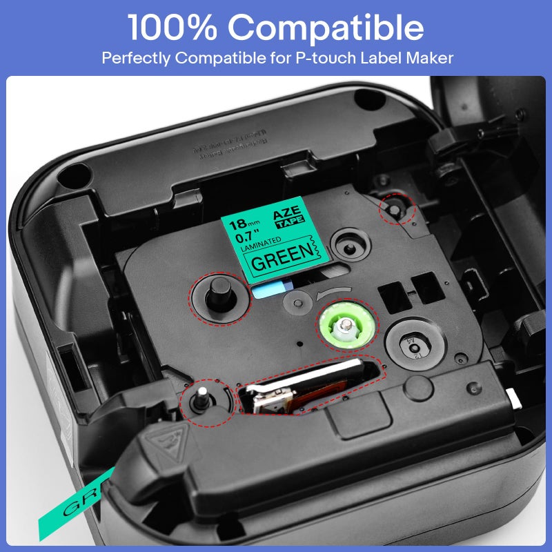 GREENCYCLE Compatible for Brother TZe-741 TZ741 AZE Tape 18mm 0.7 Inch 3/4"" Black on Green Laminated Label Tape for PTD400  PTD400AD  PTD450  PTD600  PTP700  PTP710BT Label Makers  4 Pack - Image 4